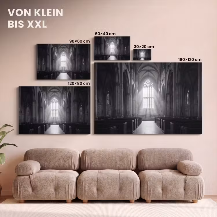 Kerk - Interieur - Lichtstralen - Architectuur - Klassiek canvas 2cm klein -Xsfeer8_DE