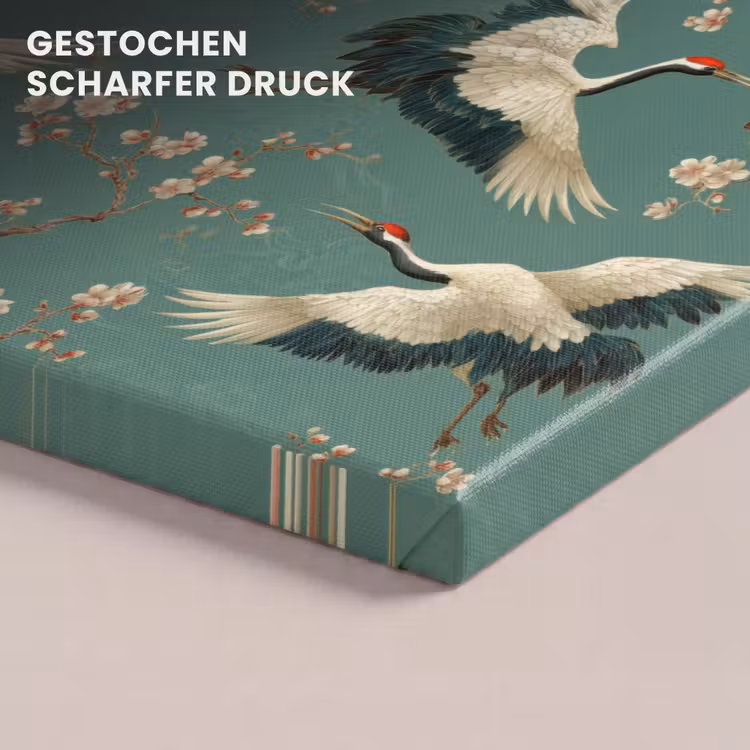 Kersenbloesem - Kraamvogels - Groen canvas 2cm klein 34 -closeup_print_DE