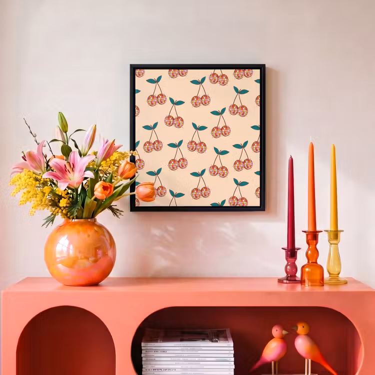 Kers - Disco - Patroon Canvas met baklijst klein 1124 -atmosphere_sfeer3_global