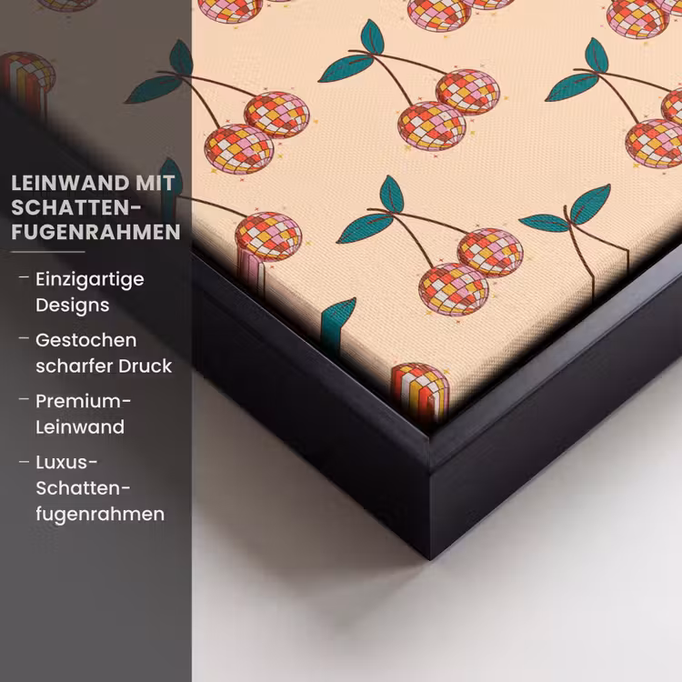 Kers - Disco - Patroon Canvas met baklijst klein 1124 -uniquesellingpoint_productkenmerken_DE