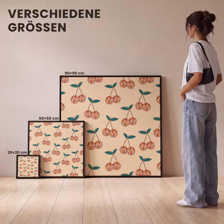 Kers - Disco - Patroon Canvas met baklijst klein 1124 -comparison_formatenoverzicht_DE