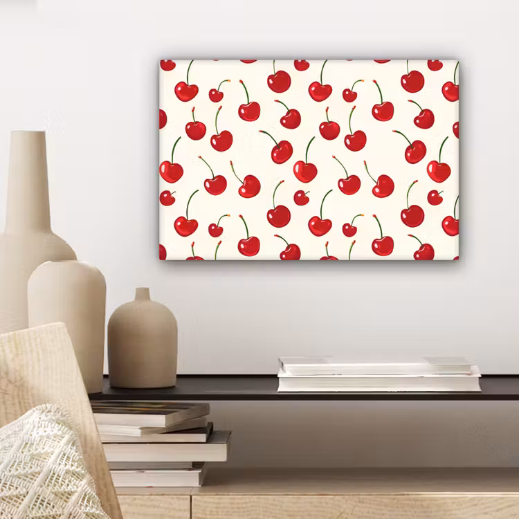 Kersen - Minimalistisch - Rood canvas 2cm klein 34 -sfeer6