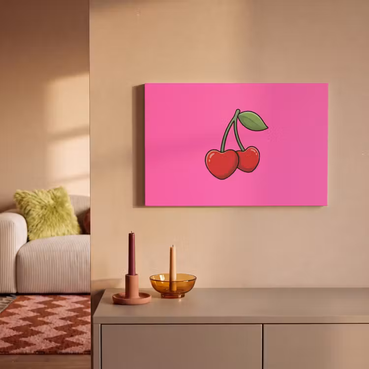 Kers - Roze - Fruit canvas 2cm klein -sfeer1