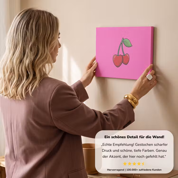 Kers - Roze - Fruit canvas 2cm klein -Xsfeer7_DE