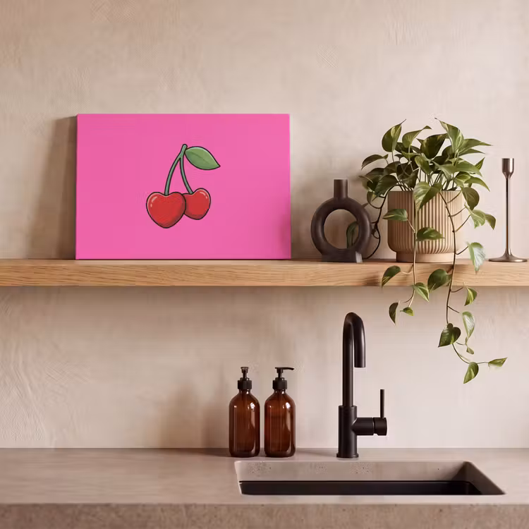 Kers - Roze - Fruit canvas 2cm klein -sfeer3