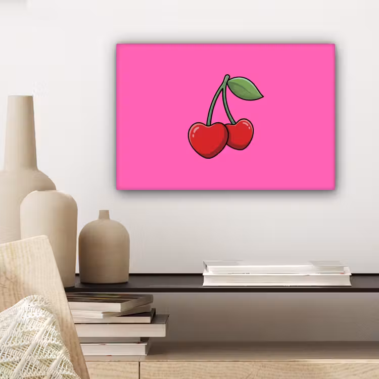 Kers - Roze - Fruit canvas 2cm klein -sfeer6