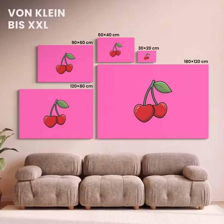 Kers - Roze - Fruit canvas 2cm klein -Xsfeer8_DE