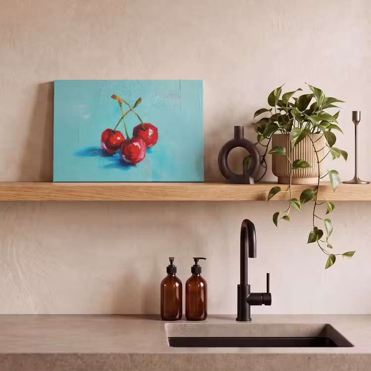 Kersen - Rood - Drie - Geverfd canvas 2cm klein -closeup_print_DE
