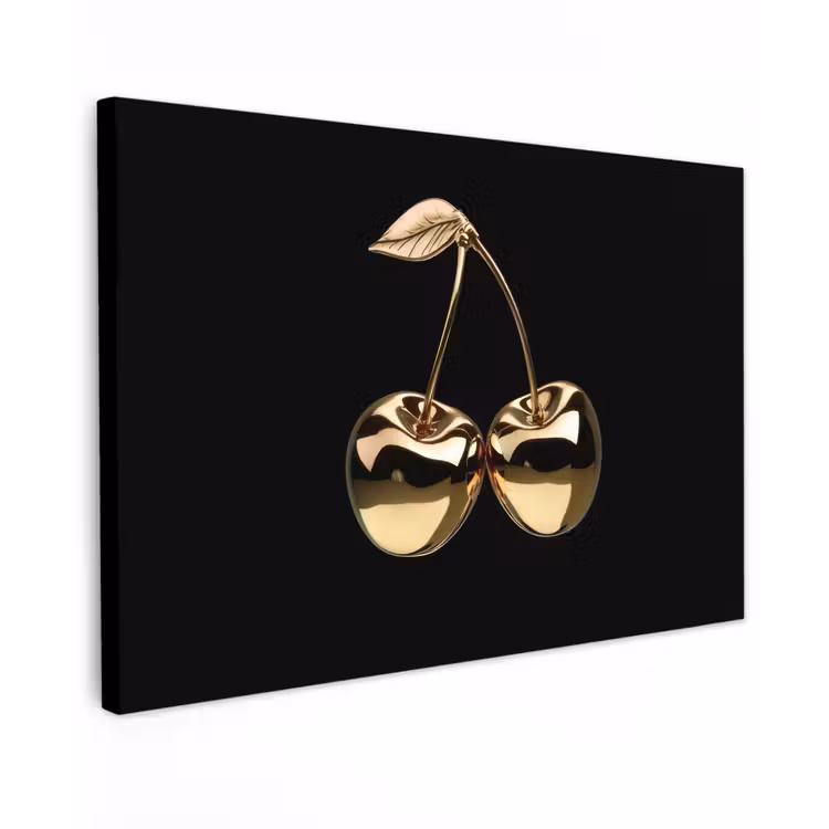 Kersen - Zwart - Goud - Chrome canvas 2cm klein -z3d
