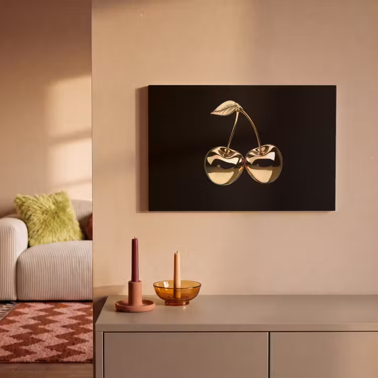 Kersen - Zwart - Goud - Chrome canvas 2cm klein -sfeer1