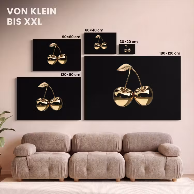 Kersen - Zwart - Goud - Chrome canvas 2cm klein -Xsfeer8_DE