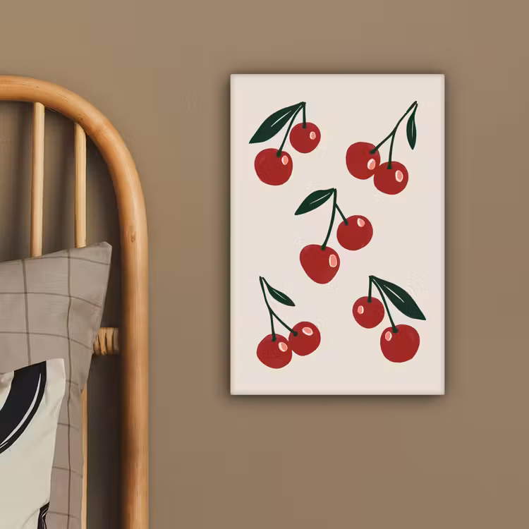 Kersen - Blaadjes - Rood canvas 2cm klein -sfeer6