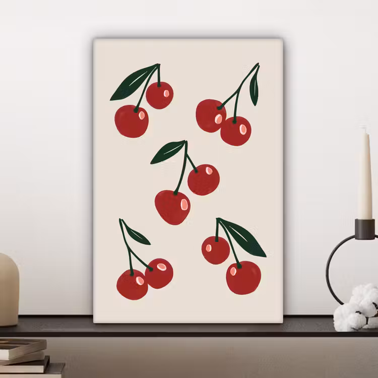 Kersen - Blaadjes - Rood canvas 2cm klein -atmosphere_sfeer3_global