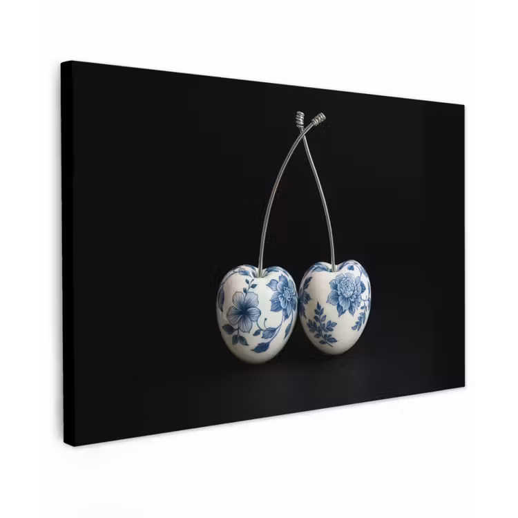 Kersen - Delfts blauw - Fruit canvas 2cm klein -z3d