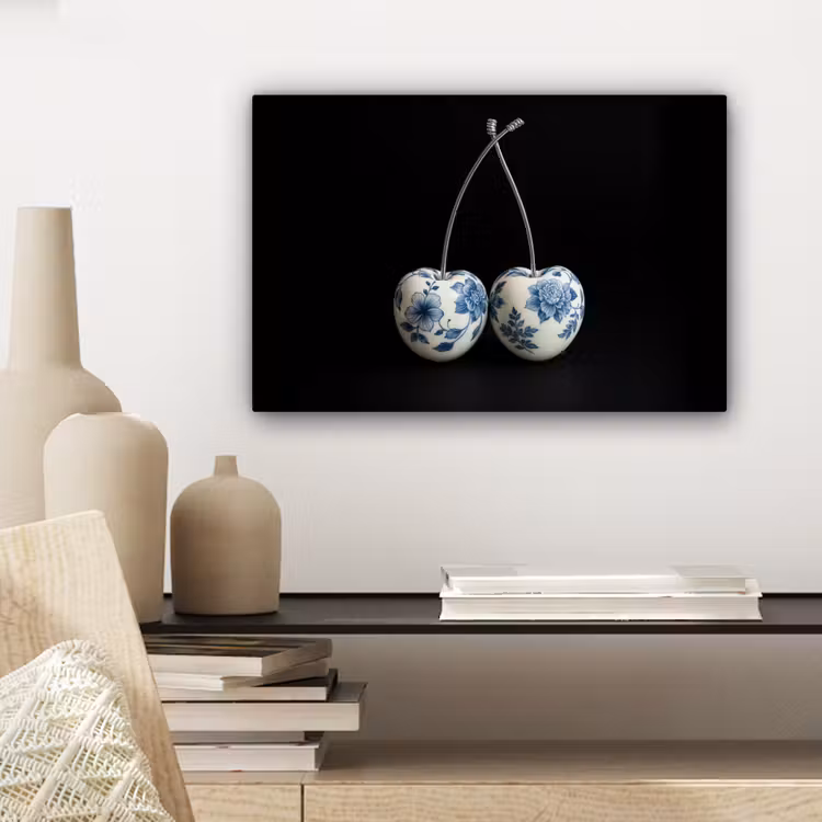 Kersen - Delfts blauw - Fruit canvas 2cm klein -closeup_print_DE