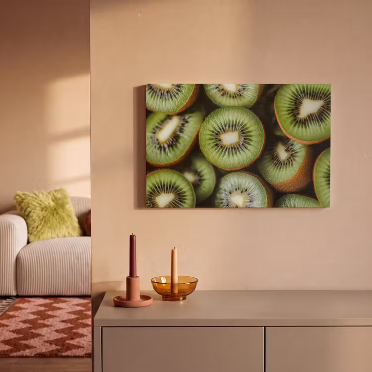 Kiwi - Fruit - Groen canvas 2cm klein -sfeer1
