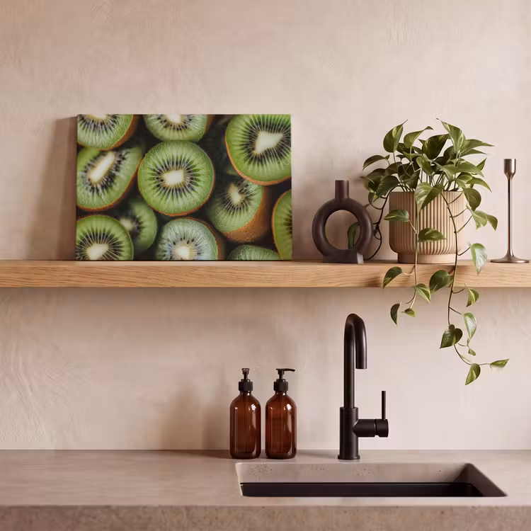 Kiwi - Fruit - Groen canvas 2cm klein -sfeer3