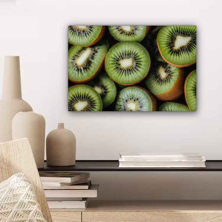 Kiwi - Fruit - Groen canvas 2cm klein -sfeer6