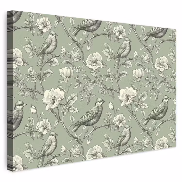 Klassiek - Botanisch - Groen canvas 2cm klein 34 -3d