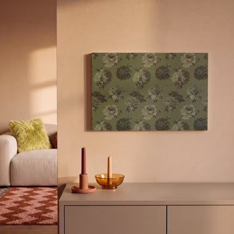 Klassiek - botanisch - Olijfgroen - Bloemen canvas 2cm klein 34 -sfeer1
