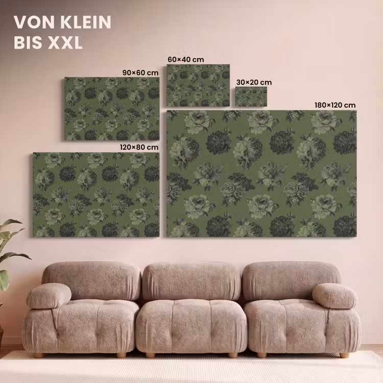 Klassiek - botanisch - Olijfgroen - Bloemen canvas 2cm klein 34 -Xsfeer8_DE
