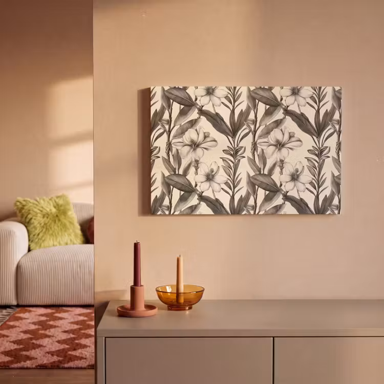 Klassiek - Botanisch - Zwart - Beige canvas 2cm klein 34 -sfeer1