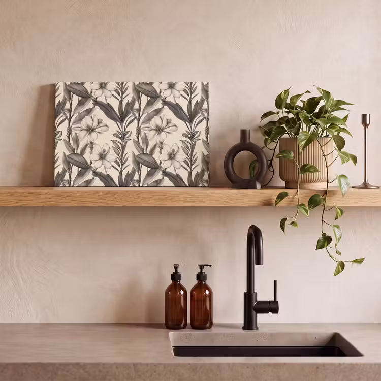 Klassiek - Botanisch - Zwart - Beige canvas 2cm klein 34 -sfeer3