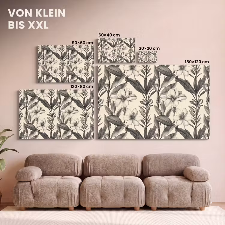 Klassiek - Botanisch - Zwart - Beige canvas 2cm klein 34 -Xsfeer8_DE