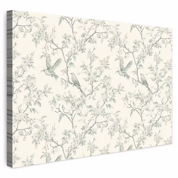 Klassiek - Vogels - Groen canvas 2cm klein 34 -3d