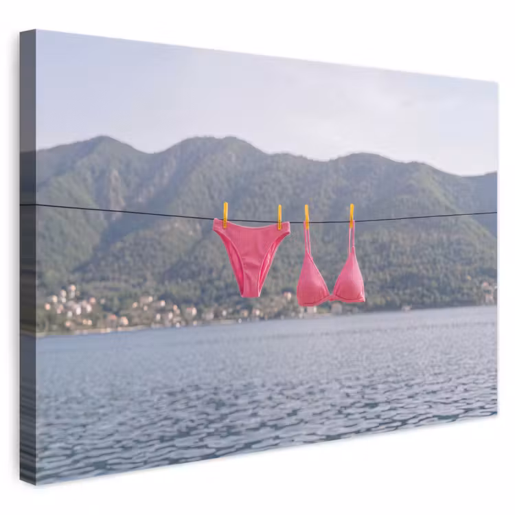 Kleding - Badkleding - Waslijn - Zomer - Roze canvas 2cm klein -3d