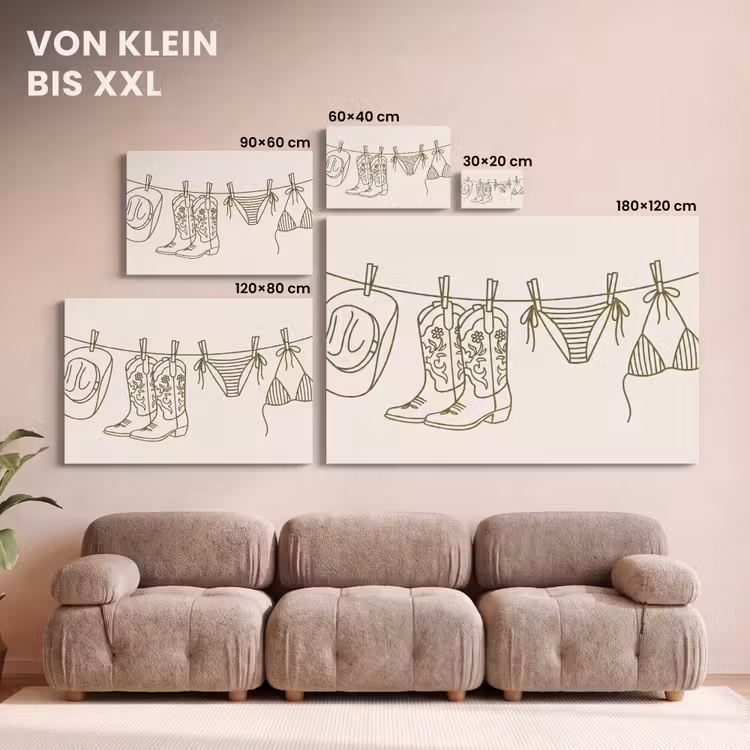 Kleding - Waslijn - Zomer - Lijntekening - Groen canvas 2cm klein -Xsfeer8_DE