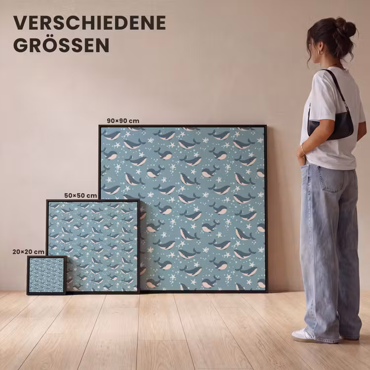 Klein - Oceaan - Walvis - Zeester Canvas met baklijst klein 1124 -comparison_formatenoverzicht_DE