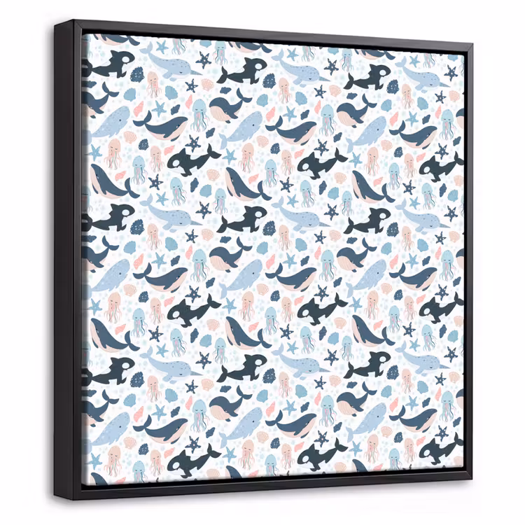 Klein - Oceaan - Walvissen - Octopus Canvas met baklijst klein 1124 -threedimensional_3d_global