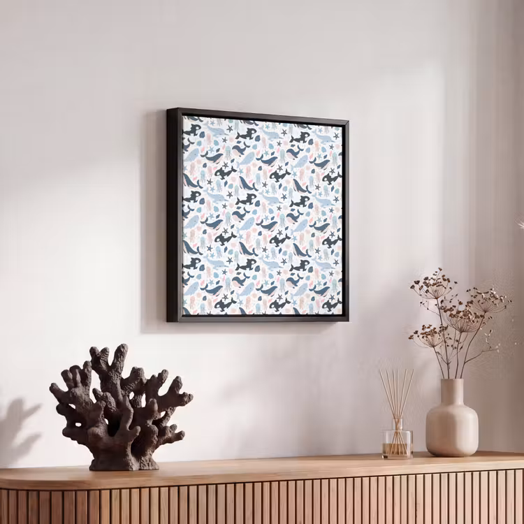 Klein - Oceaan - Walvissen - Octopus Canvas met baklijst klein 1124 -atmosphere_sfeer4_global