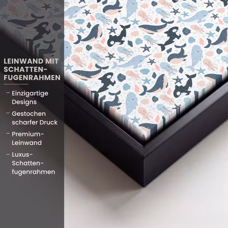 Klein - Oceaan - Walvissen - Octopus Canvas met baklijst klein 1124 -uniquesellingpoint_productkenmerken_DE