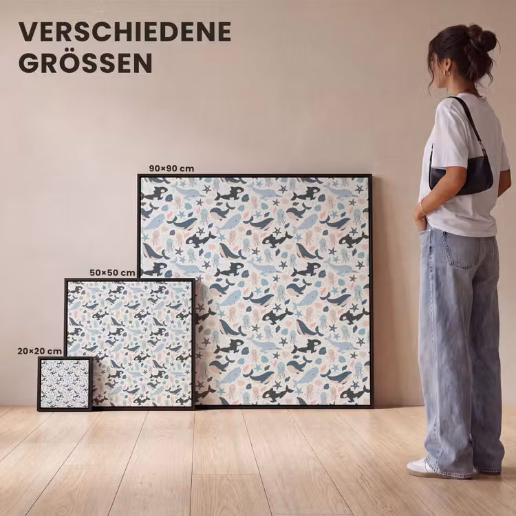 Klein - Oceaan - Walvissen - Octopus Canvas met baklijst klein 1124 -comparison_formatenoverzicht_DE