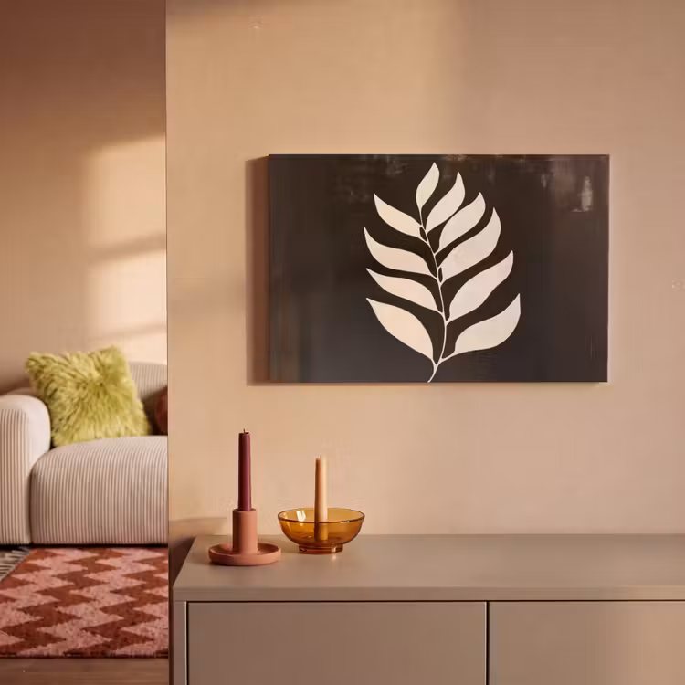 Blad - Wit - Minimalistisch canvas 2cm klein -sfeer1