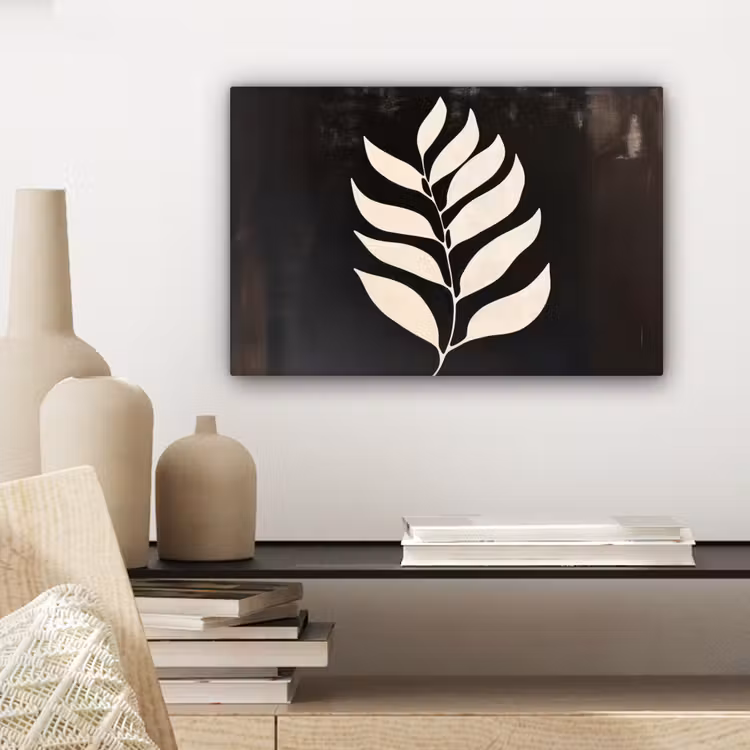 Blad - Wit - Minimalistisch canvas 2cm klein -closeup_print_DE