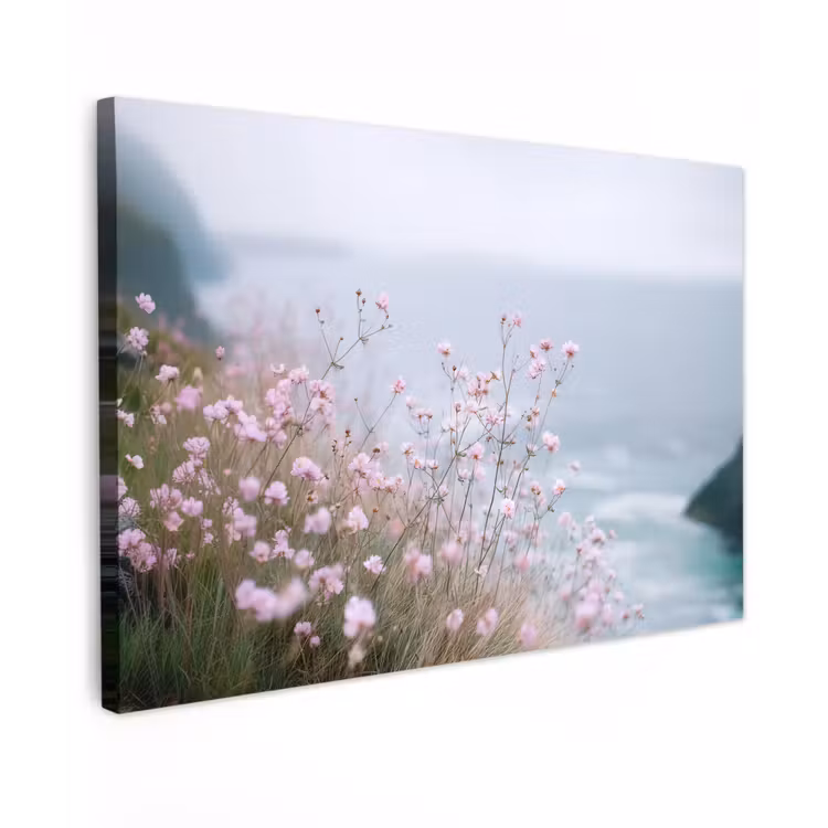 Klif - Bloemen - Zee - Roze canvas 2cm klein -z3d