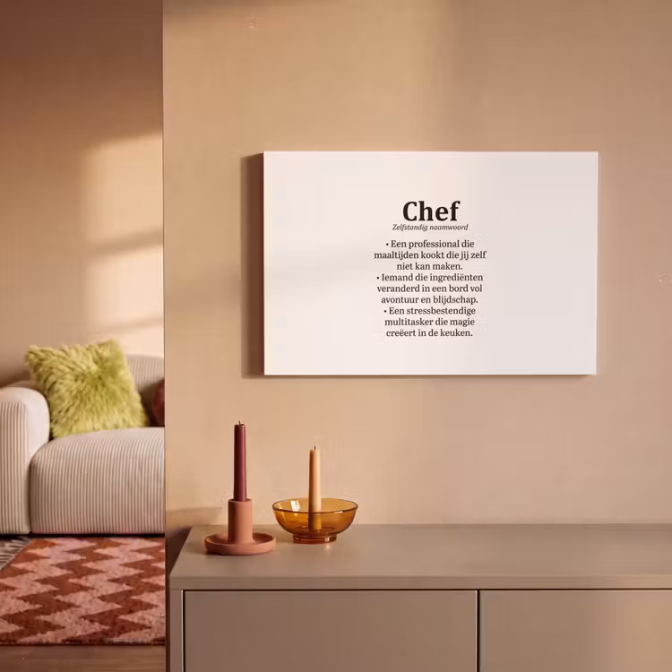 Kok - Definitie - Chef - Koken - Keuken - Spreuken - Woordenboek canvas 2cm klein -sfeer1