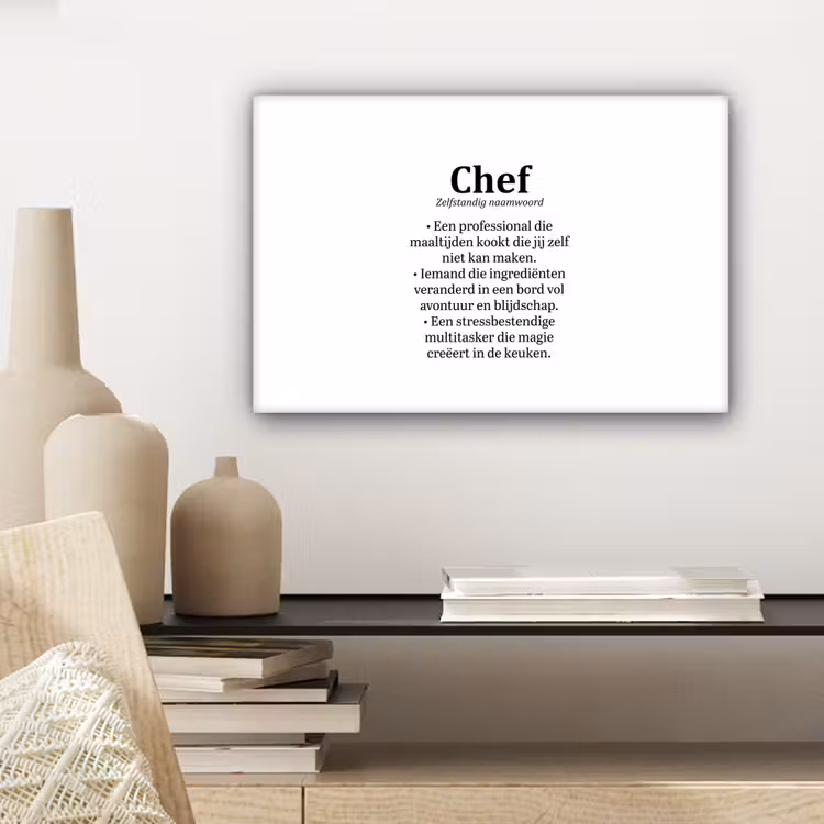 Kok - Definitie - Chef - Koken - Keuken - Spreuken - Woordenboek canvas 2cm klein -sfeer6