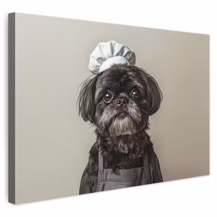 Kokskleding - Zwart - Hondje canvas 2cm klein -3d