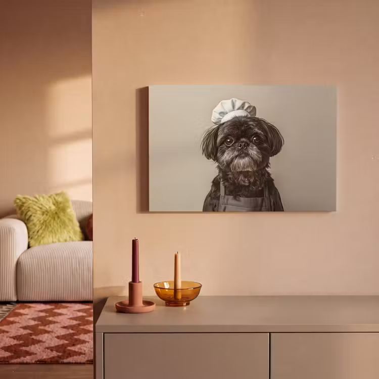 Kokskleding - Zwart - Hondje canvas 2cm klein -sfeer1