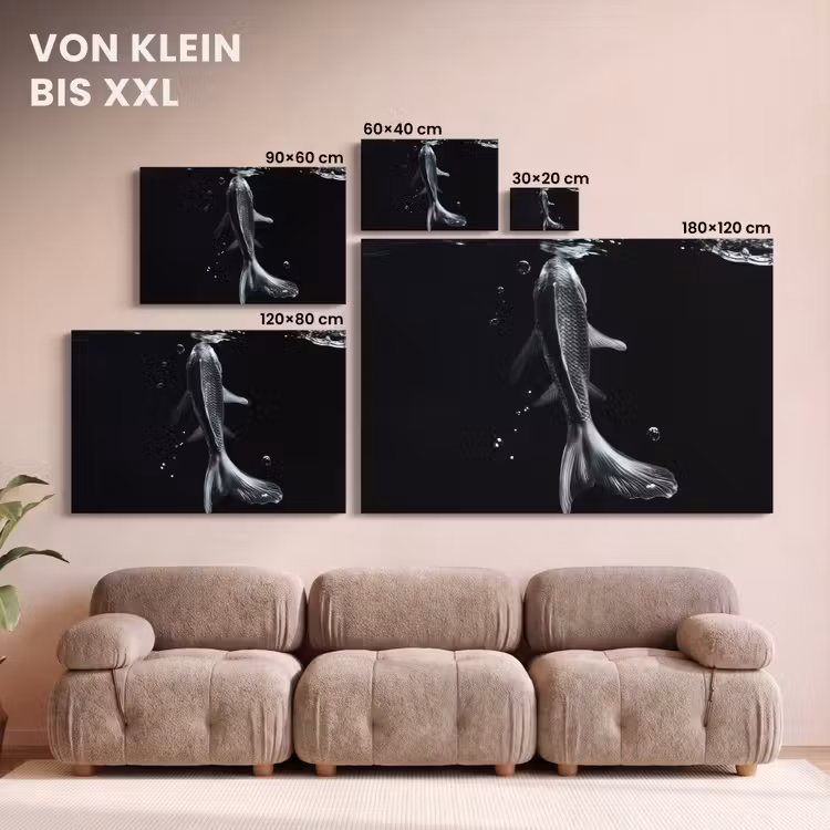 Koi - Vissen - Water - Zwart canvas 2cm klein -Xsfeer8_DE