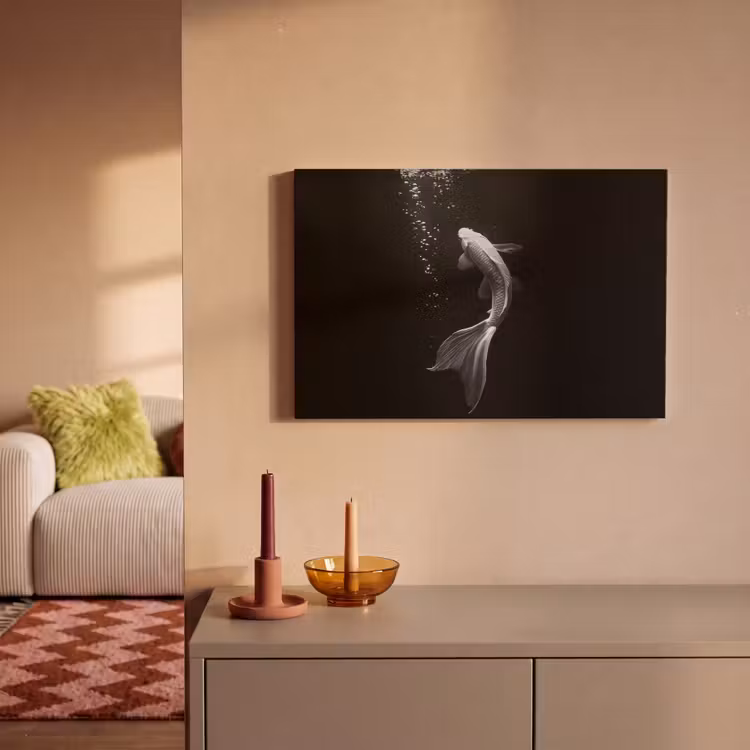 Koi - Vis - Wit - Zwart canvas 2cm klein -sfeer1