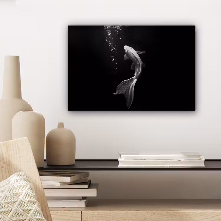 Koi - Vis - Wit - Zwart canvas 2cm klein -closeup_print_DE