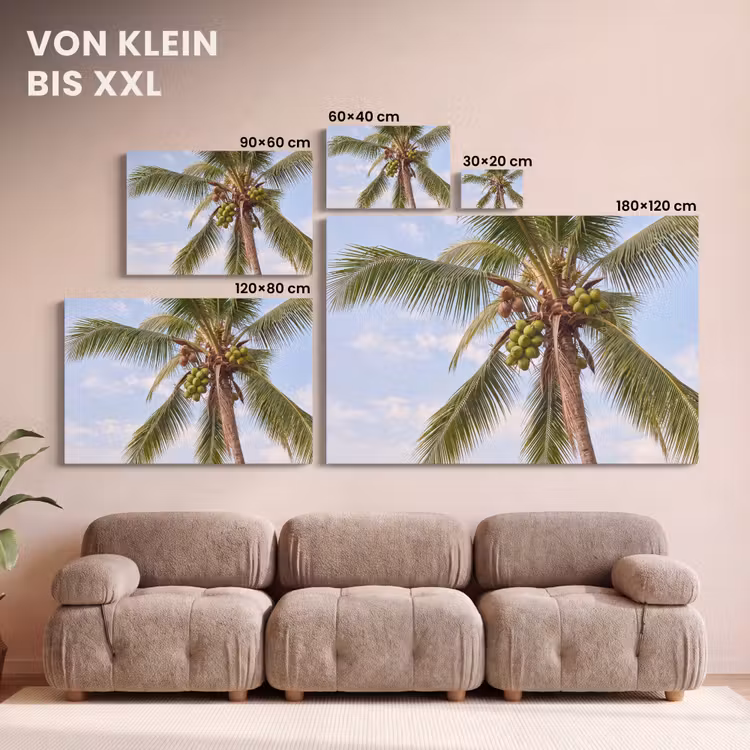 Kokosnoot - Boom - Tropisch - Natuur - Groen canvas 2cm klein -Xsfeer8_DE