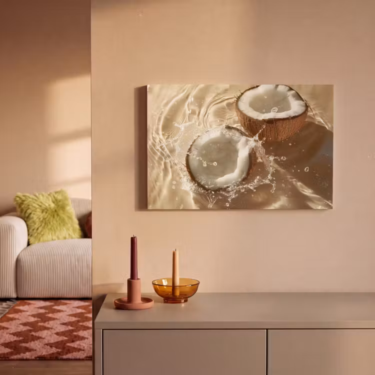 Kokosnoot - Water - Beige - Spetters canvas 2cm klein -sfeer1