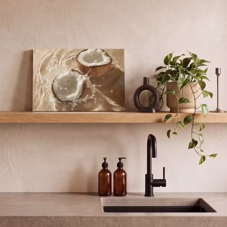 Kokosnoot - Water - Beige - Spetters canvas 2cm klein -sfeer3
