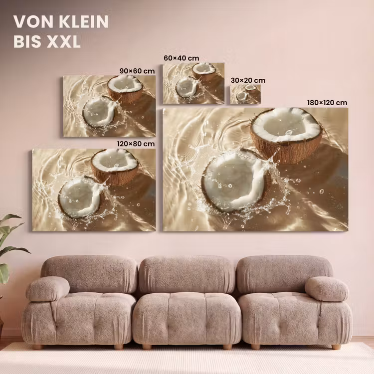 Kokosnoot - Water - Beige - Spetters canvas 2cm klein -Xsfeer8_DE